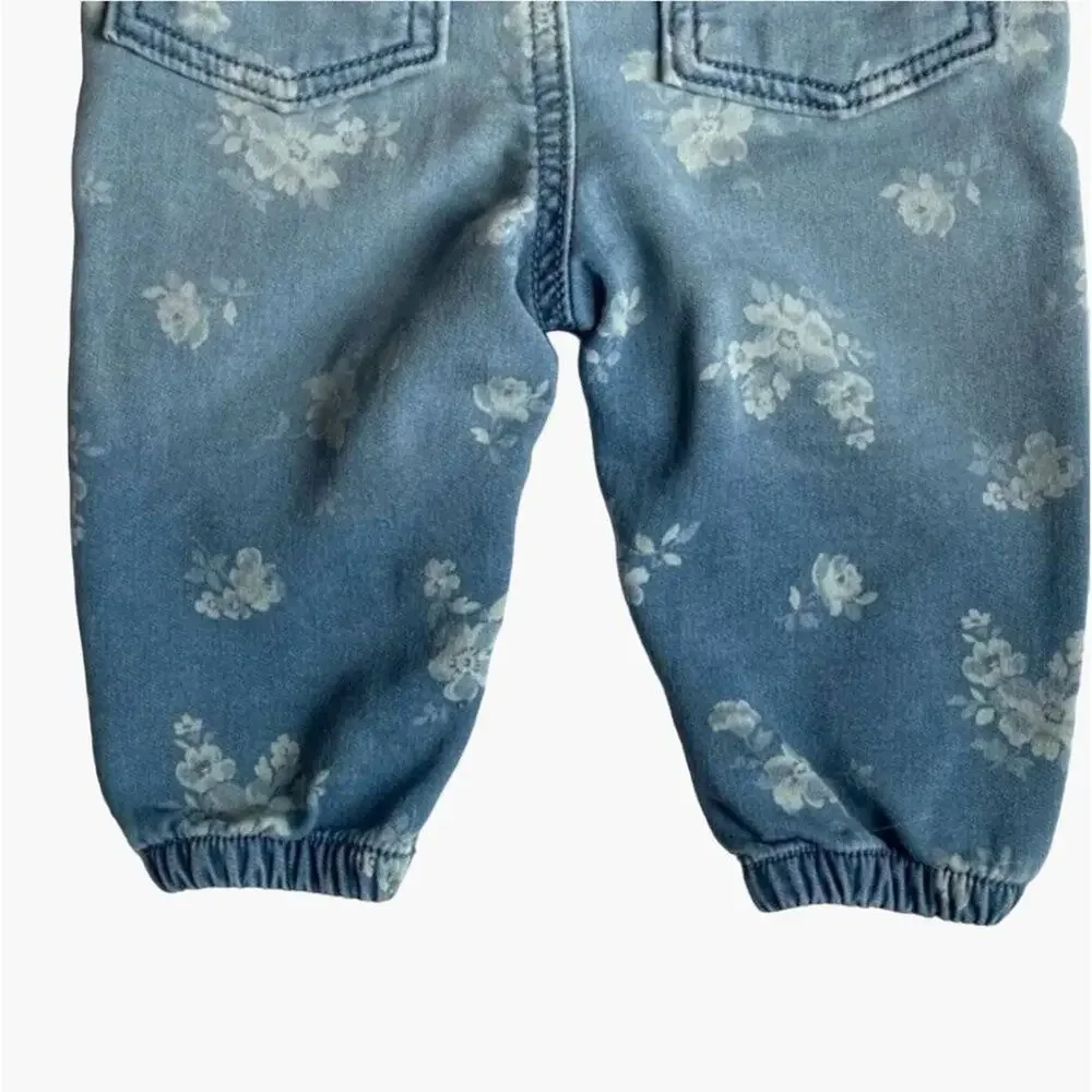 OshKosh B'Gosh Overalls Infant Girls Size 6 Months denim jeans Pants Gold Belt F